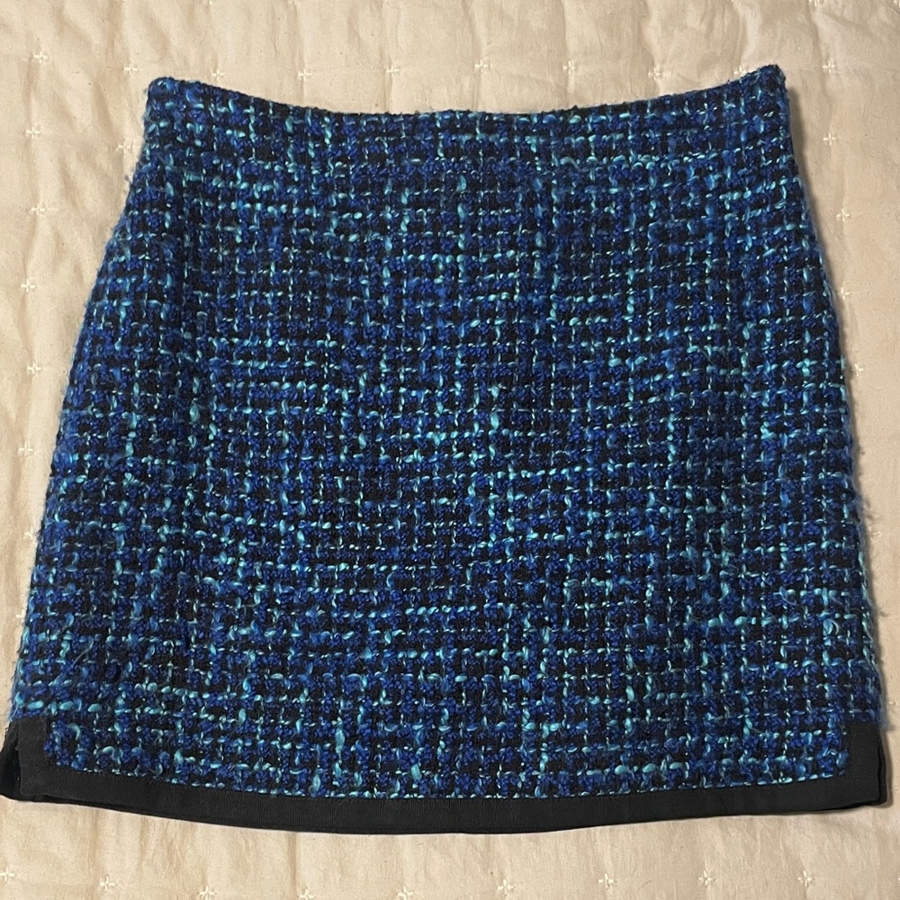 J. Crew Blue and Black Tweed Mini Skirt